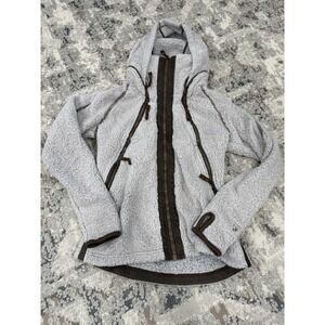 Kuhl Jacket Women XS Flight Sherpa Fleece Beige Oatmeal Fleece Hooded Full Zip